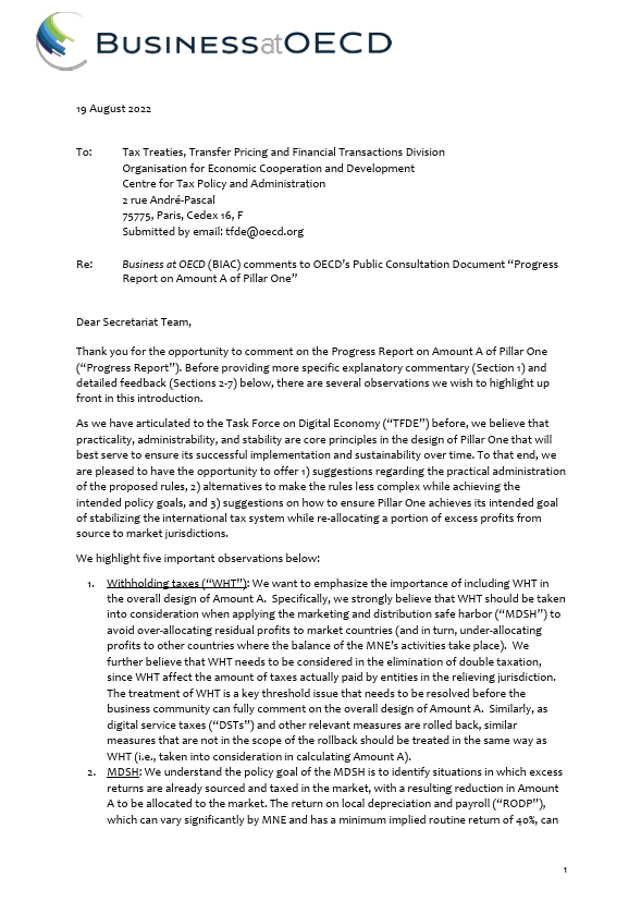 Comments on Amount A